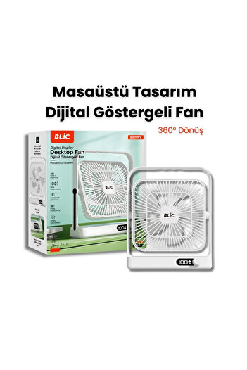 Yussraw Mini Taşınabilir ayarlanabilir Çok Fonksiyonlu Şarjlı Fan Sessiz Öğrenci Yatak Odası Ofis Dijital