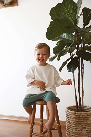 Oh La La Koala For Little Ones Beyaz Bisiklet Yaka Oversize T-shirt Bebek - Çocuk