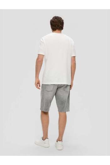 s.Oliver Men's mid-rise denim shorts with regular fit, Grey