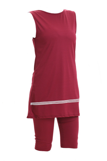 sefamerve Sleeveless Pool Swimsuit 2502-03 Claret Red