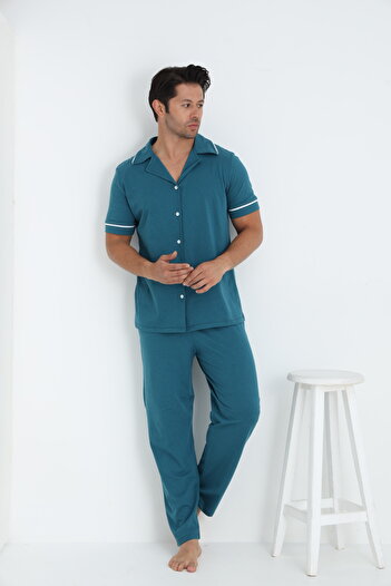 ELİTOL Men's Short Sleeve Button Pajama Suit