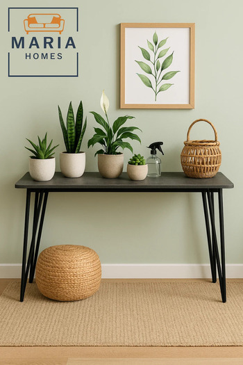 MARIA HOMES Industrial Console Table 120x40x80cm – Modern Grey Top with Metal Hairpin Legs for Home & Office