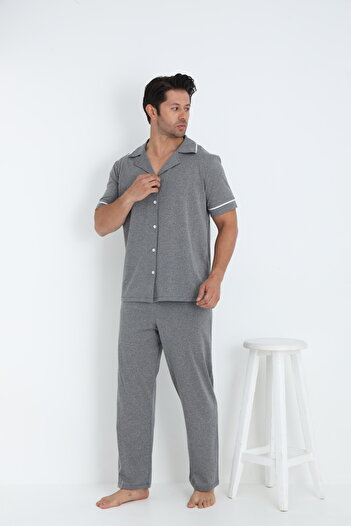 ELİTOL Men's Short Sleeve Button Pajama Suit