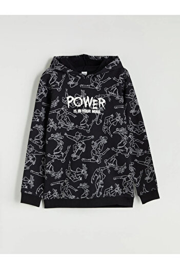 LC Waikiki Lcw Kids Black Hooded Boys Tracksuit Set