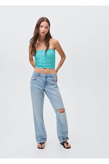 Mango Teen Dantelli straplez bluz