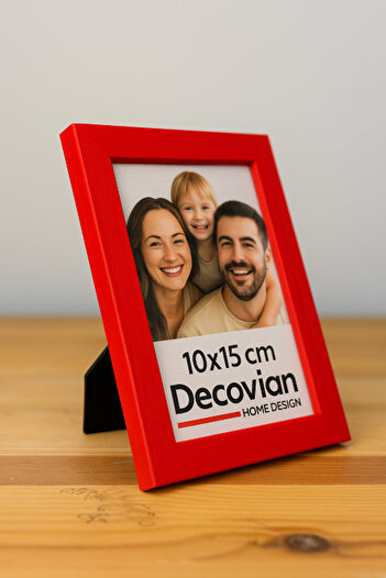 DecovianHomeDesign Natural Wood Modern Footed 10X15 Photo Frame |   Red Colored Desktop Frame |   Unpainted