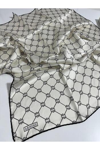 Armine Sura Silk Scarf 9178D (S) 90 X 90 Ecru - 82
