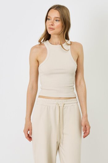 C&City Beige Colored Women's Halter Neck Corded Undershirt 923