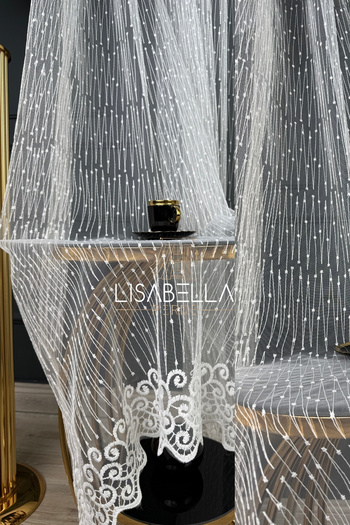 LisabellaHome зигзагоподібний візерунок Броде тюль (1x3 щільний шов) не потребує прасування