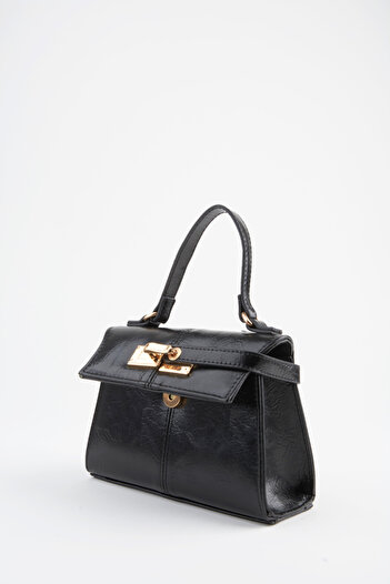 Vivaq Women's Narcissus Black Design Lock Snap Closure Faux Leather Lined Handbag and Shoulder Bag