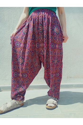 hoaryage Viscose Print Fabric Floral Print Baggy with Pockets 100% Cotton