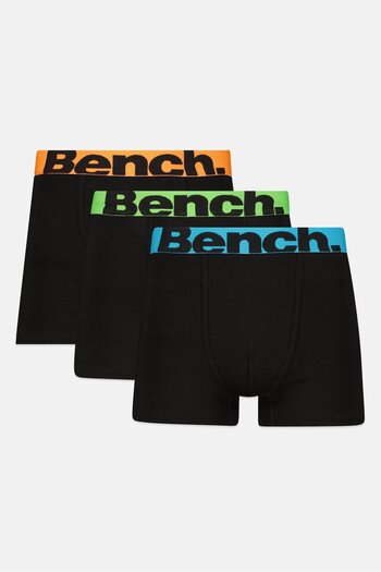 BENCH Men 3 Pack Brand Logo Boxers, Black