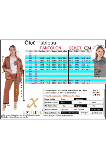 EXİTLİNE Women's Triple Suit Jacket Pants Tshirt