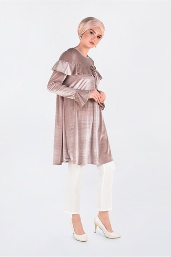 Alvina Volan Detailed Velvet Tunic 4789-1