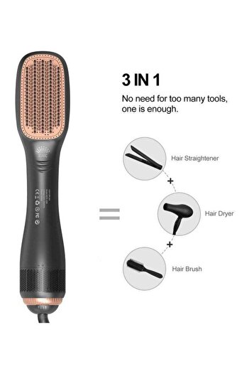 Generic Styling Brush Professional Steam And Infrared Hair Dryer Black 32cm