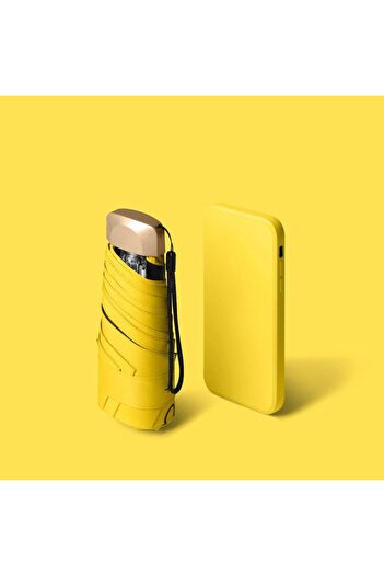 Choice Yellow Mini Sun Umbrella Vinyl Folding Umbrella UV Ultraviolet Protection Small Pocket Rain Umbrella