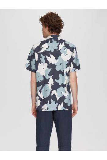 QS by s.Oliver Q/S by s.Oliver Men's Short Sleeve Shirt, Regular Fit with Floral Print, White