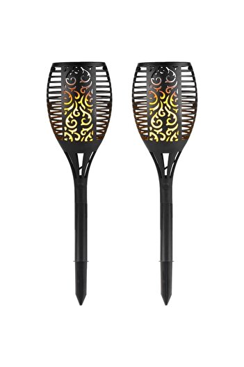 NEXTLY Set 2 X Lampa Solara De Exterior Tip Torta Cu Efect De Flacara , Decorativa, Senzor