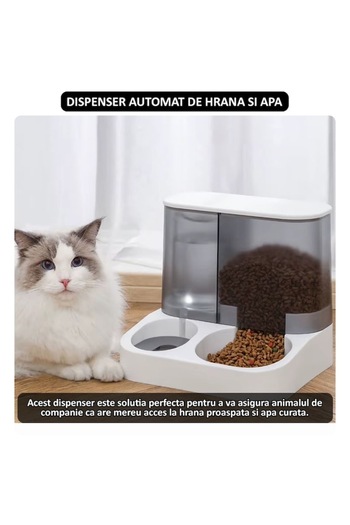 NEXTLY Dispenser Automat Mancare Si Apa Animale , Pentru Pisici Si Caini De Orice Talie