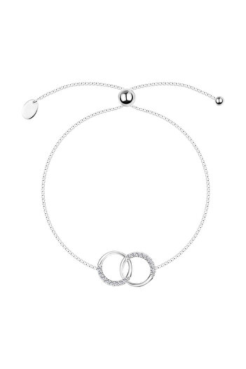 Sterling Silver Brățară din argint 925 cercuri împletite, zirconii transparente
