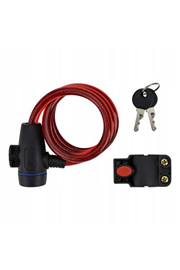 OEM Anti-theft lock with 2 keys for bicycles and motorcycles, 100 cm long, 12 mm thick, red