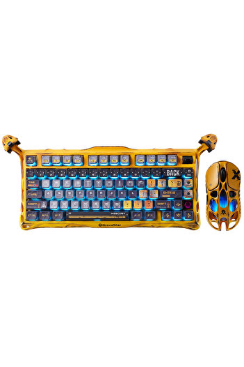 Gravastar Mercury K1pro X Kablosuz Rgb Işıklı Mekanik Q Gaming Klavye Ve Optik Mouse Seti, Özel Seri, Sarı