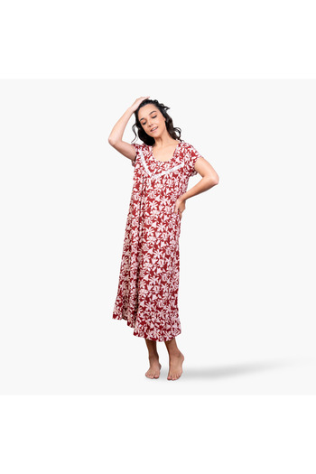 Aadaraya All-Over Floral Print Night Gown