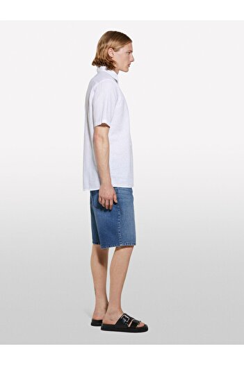 Sisley 100% Cotton Mid Waist Regular Fit Denim Shorts Men's Blue Denim Shorts - 325P4Mcps9019