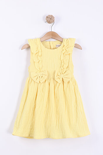 Pollito Girl's Bow Detailed Muslin Dress