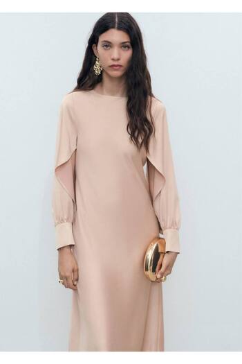 MANGO Woman Rochie din satin cu mâneci cu fante