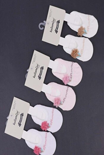 KIPIRIK BABY 1-Piece Baby Girl Ecru Ballerina Socks with Flower Accessories