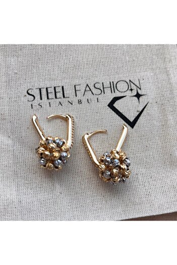 Steel Fashion İstanbul Gold-Silver Top Küpe