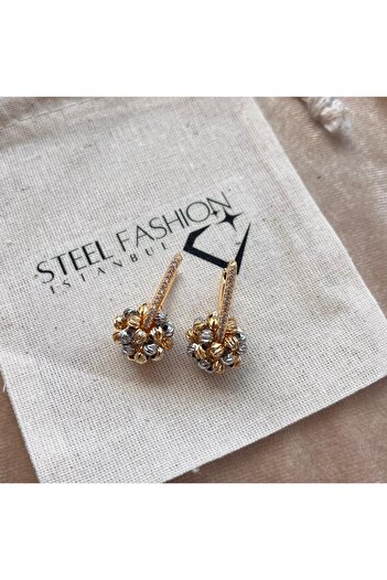 Steel Fashion İstanbul Gold-Silver Top Küpe