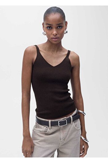 MANGO Woman Knitwear Blouse with V-Neck