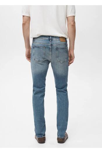 MANGO Man Jan jean Slim fit orta yıkama eskitilmiş