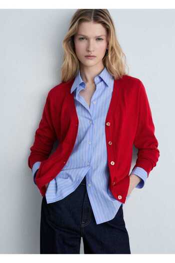 MANGO Woman Mulberry Silk Blend Rib Cardigan