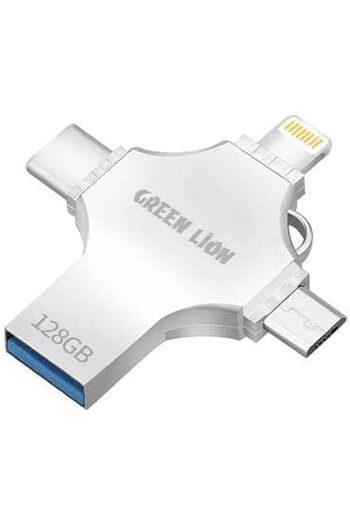 Green Lion محرك أقراص فلاش USB 4 في 1 بسعة 128 جيجابايت
