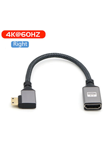 BSN 0.2m Right 4K Mini hdmi to HDMI-compatible Female Elbow short cable.HD mini to standard Video Conver