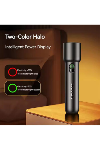 Philips 18650 تركيز ثابت أسود S أسود 2024 جديد EDC مصباح يدوي محمول مصباح يدوي LED قابل لإعادة الشحن