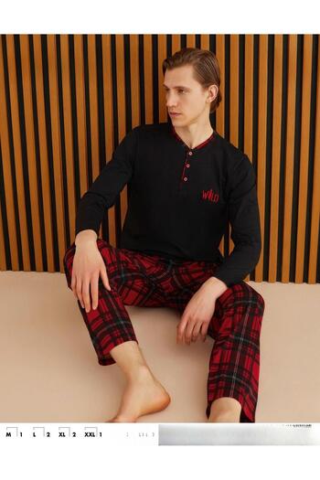 Pijamoni Men's Single Jersey Long Sleeve Thin Pajama Set 6300 / 1 - 1 Piece