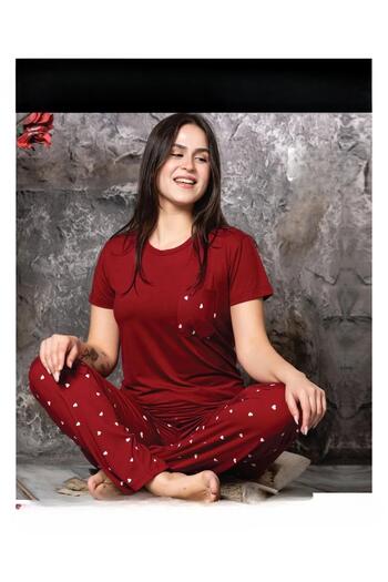 Sude Charme Women's Milan Crew Neck Short Sleeve Pajamas Set P300/83- 1 Piece