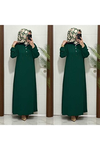 MODA ALMİRA 5858 K-80 Emerald Green Gulay Dress