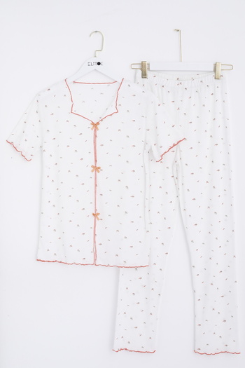 ELİTOL Reported Viscose Ribbon Pajama Set