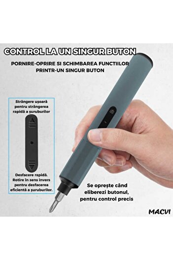 MACVI Set Surubelnita Electrica de Precizie Macvi® 49 in 1, Reincarcabila, pentru Mobile, Li-ion 400mAh