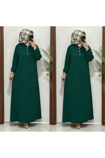 MODA ALMİRA 5858 K-80 Emerald Green Gulay Dress