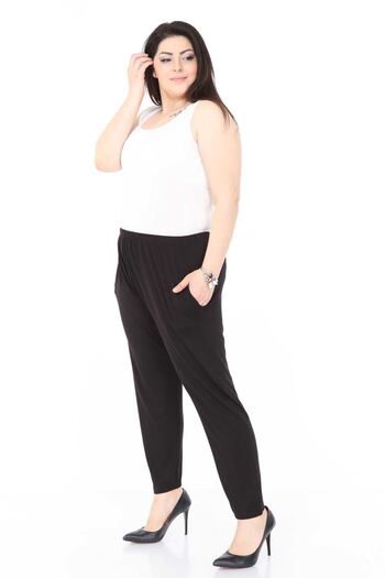 modayız Black Stretchy Plus Size Pants 12C-0986