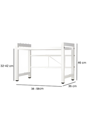 Herum Extendable storage shelf, multifunctional, White, 38-58x 36 x 46 cm