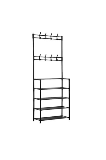 MACVI Macvi® Multifunctional Hanger with Shoe Rack and Metal Shelves, 4 Shoe Shelves, Accessories, Slim
