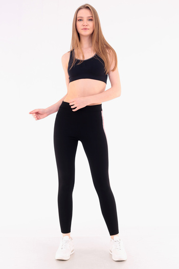 Almila High Waist Red - White Striped Leggings 4003