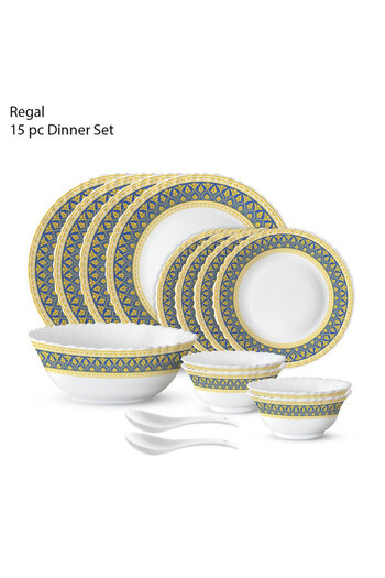 British Chef 15 Pieces Opalware Dinner Set | Microwave, Dishwasher & Frezzer Safe | Regal Dinnerware Set
